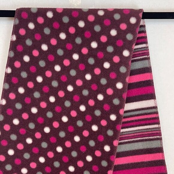 JOE BOXER Fleece Scarf Women's OSFM Multicolor Polka Dot Stripe Fringe Design - Picture 11 of 13